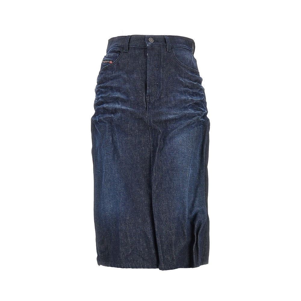 DIESEL 24 creased denim midi skirt