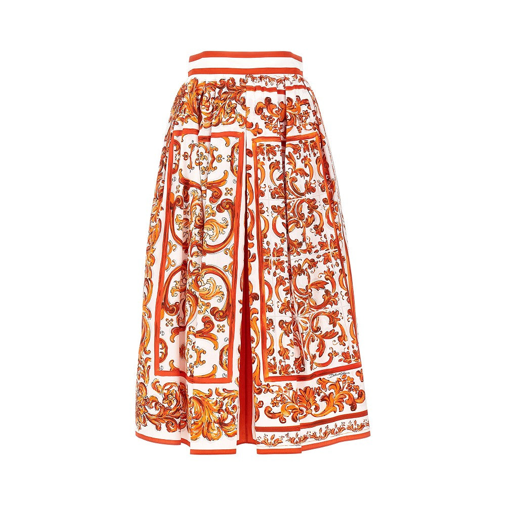 majolica print poplin midi skirt