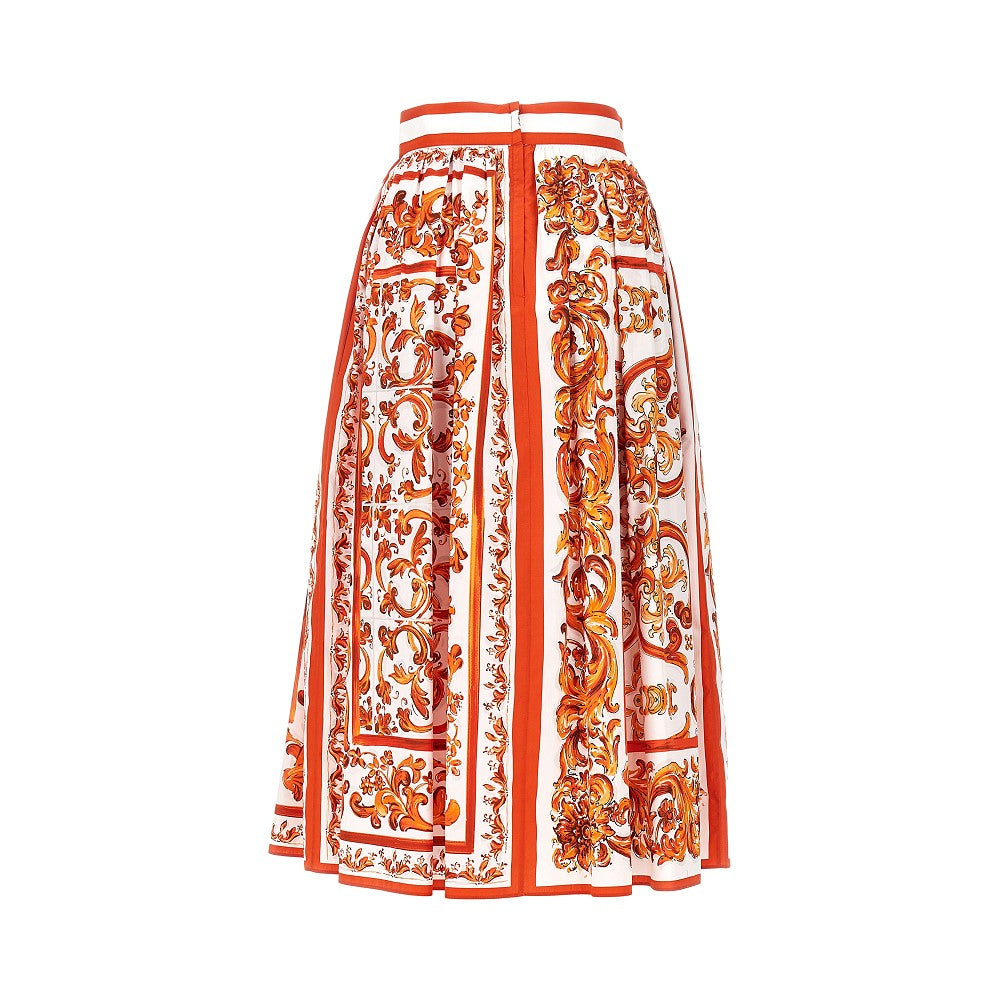 majolica print poplin midi skirt