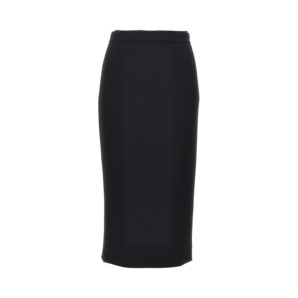 stretch wool midi skirt