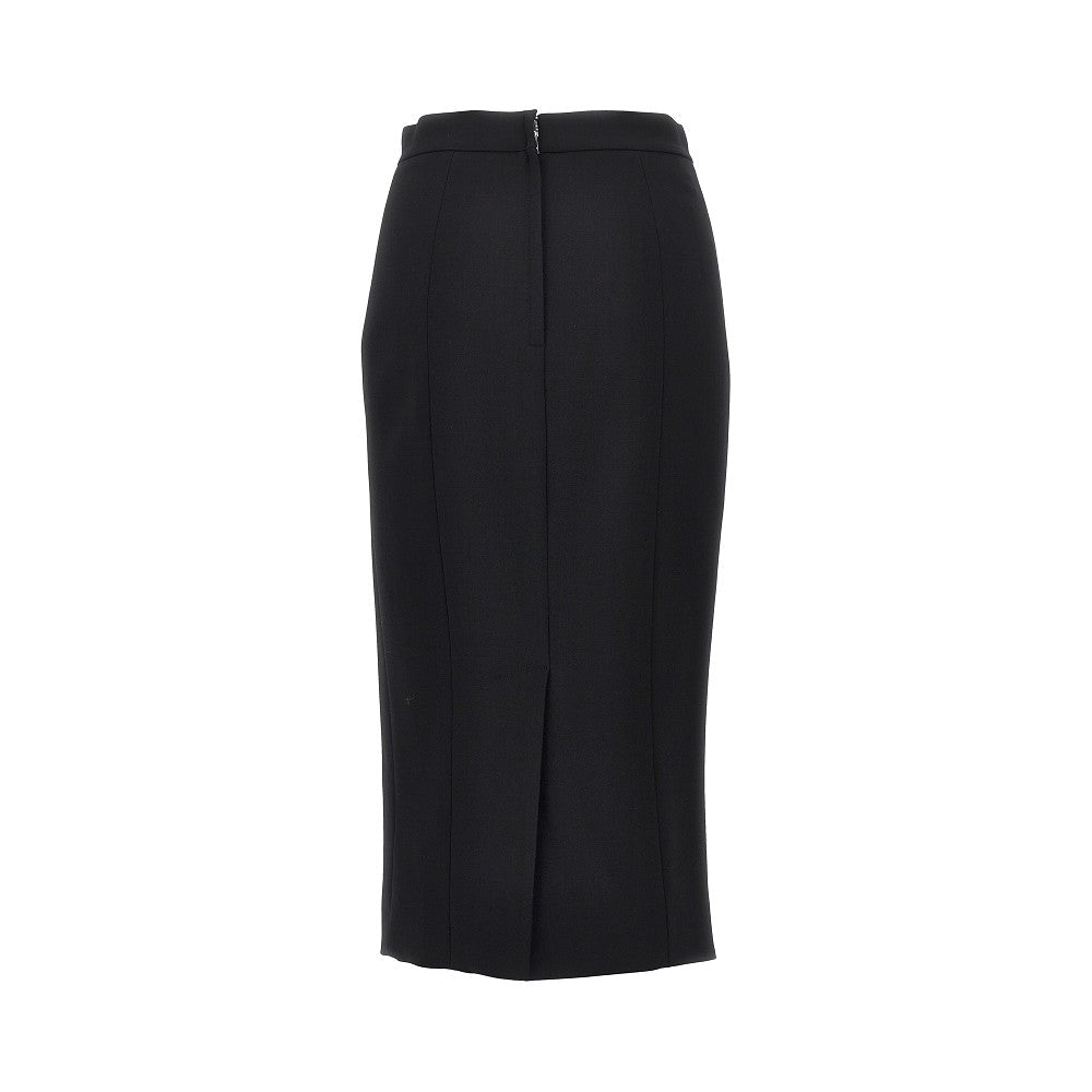stretch wool midi skirt