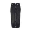 denim midi skirt with front zip