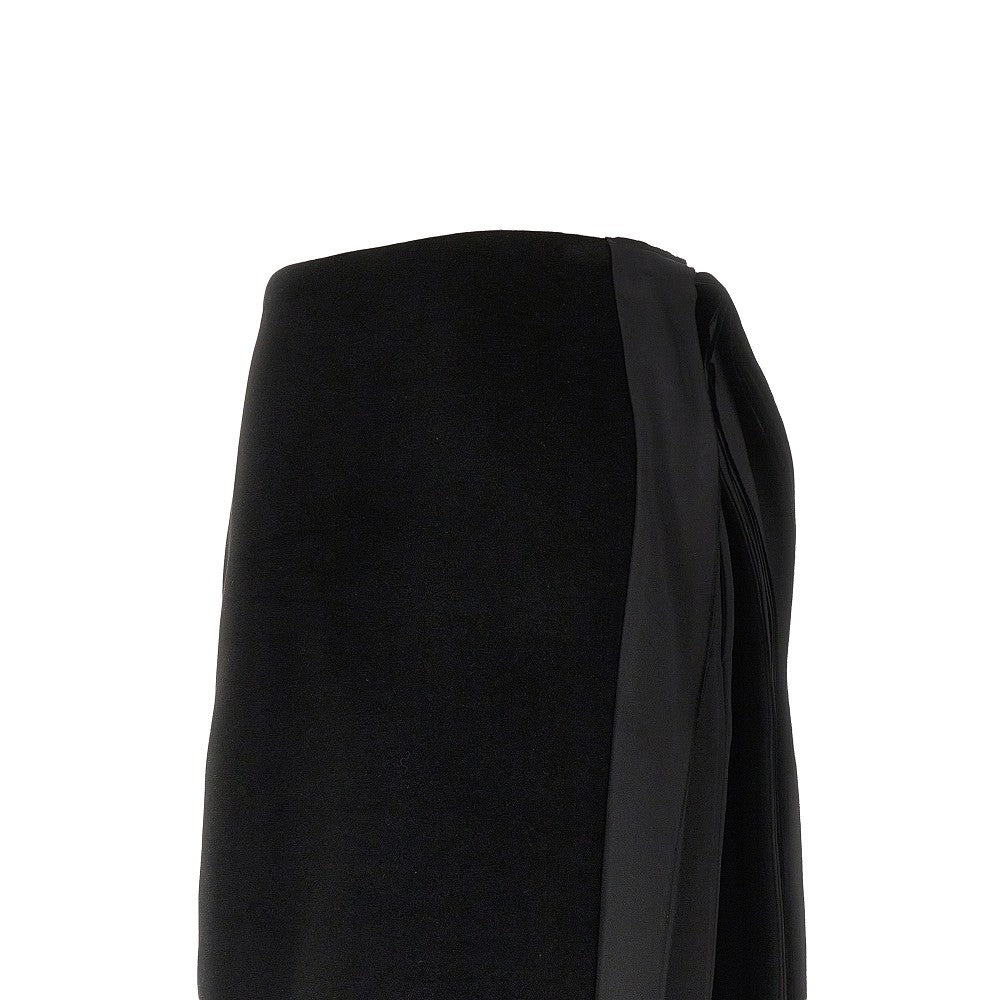 JIL SANDER 36 velvet and satin double midi skirt