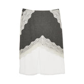 JIL SANDER 36 wool and organdy midi skirt with lace