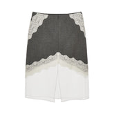 JIL SANDER 36 wool and organdy midi skirt with lace