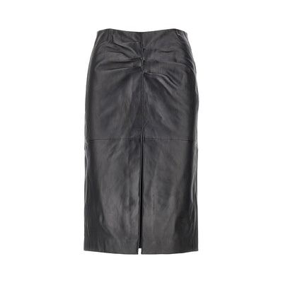 tuline leather midi skirt