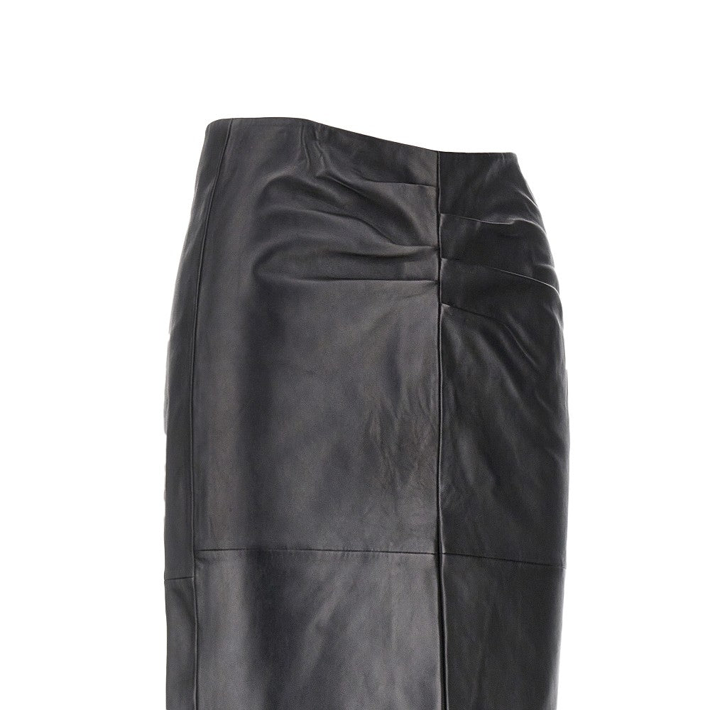 tuline leather midi skirt