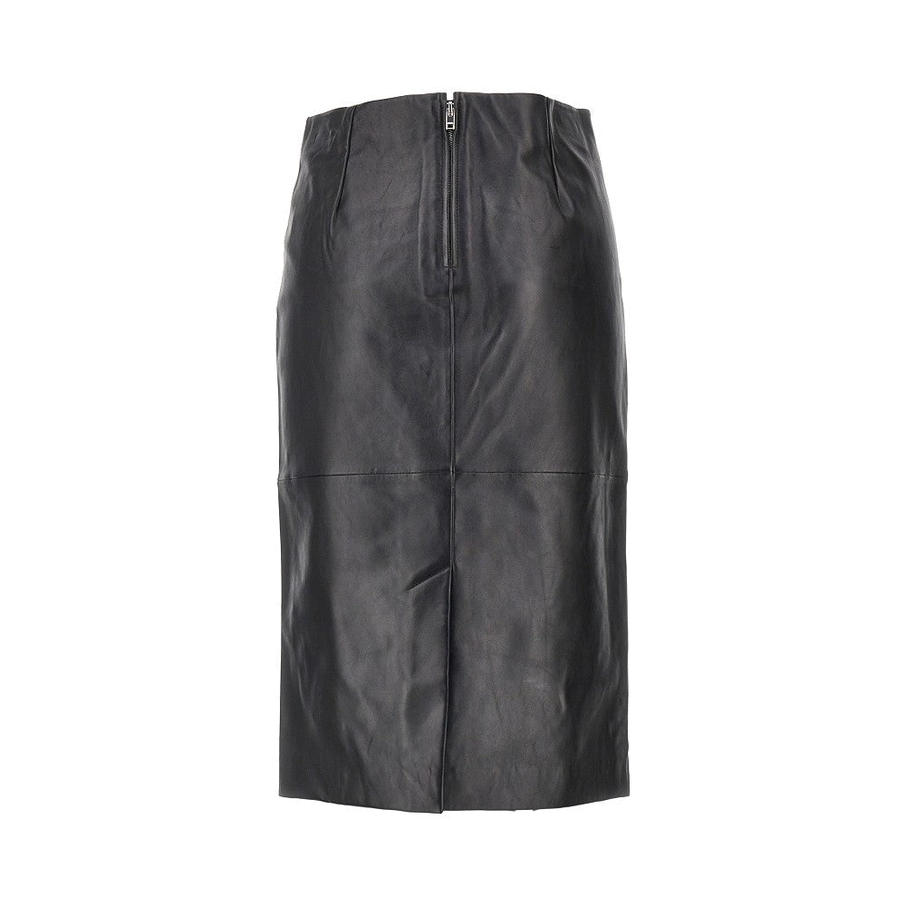 tuline leather midi skirt