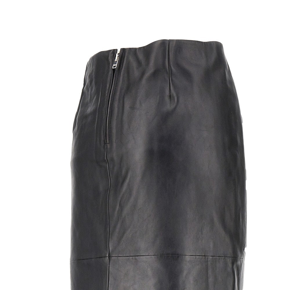 tuline leather midi skirt