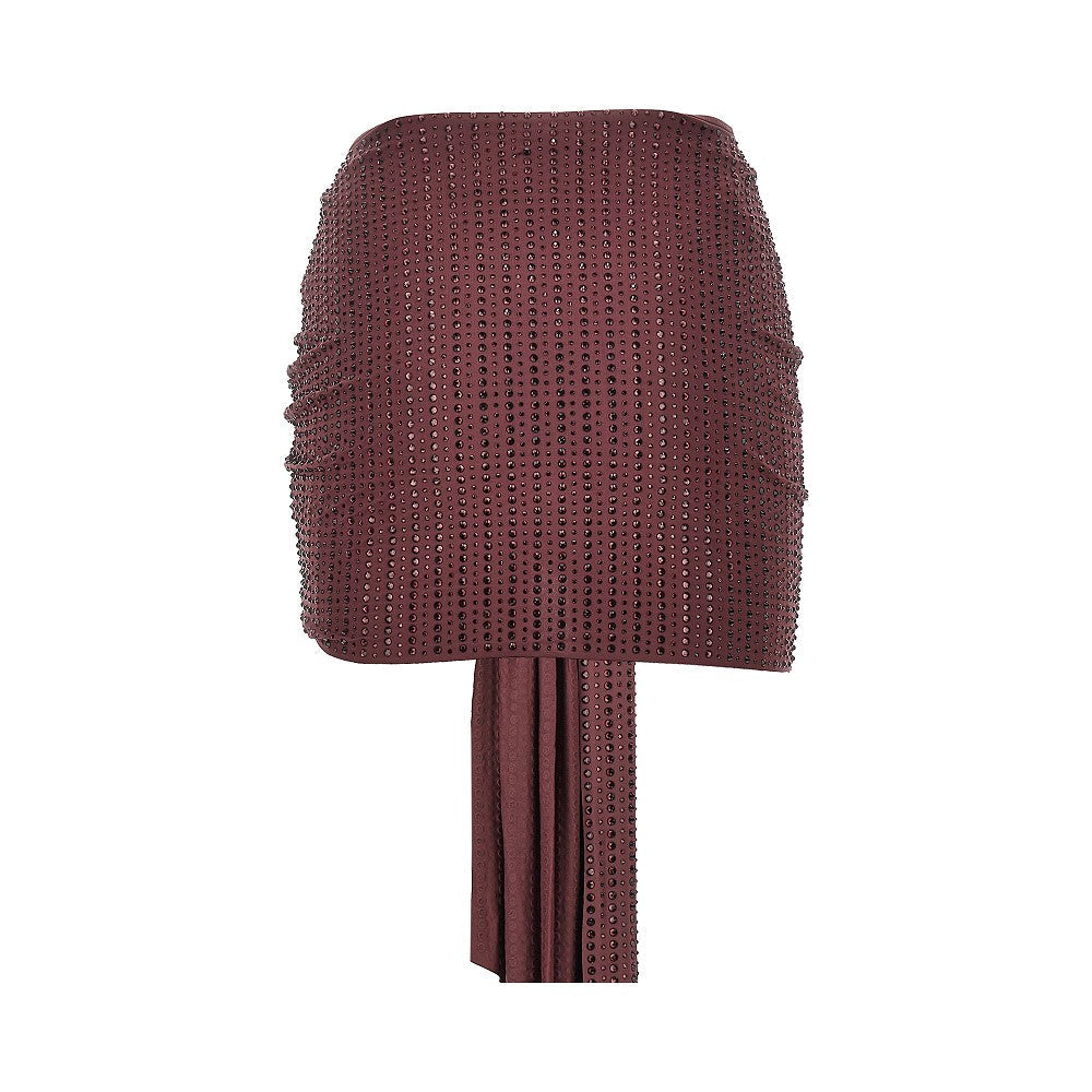 strass-embellished draped mini skirt