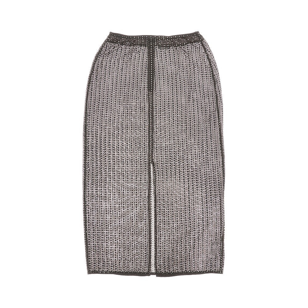 crystal mesh midi skirt