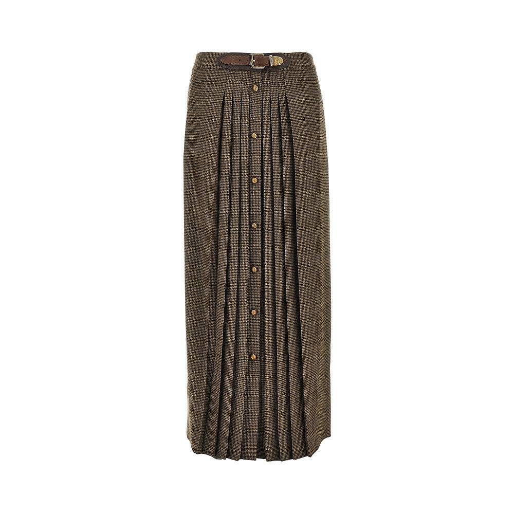 ETRO 42 wool long skirt with houndstooth motif
