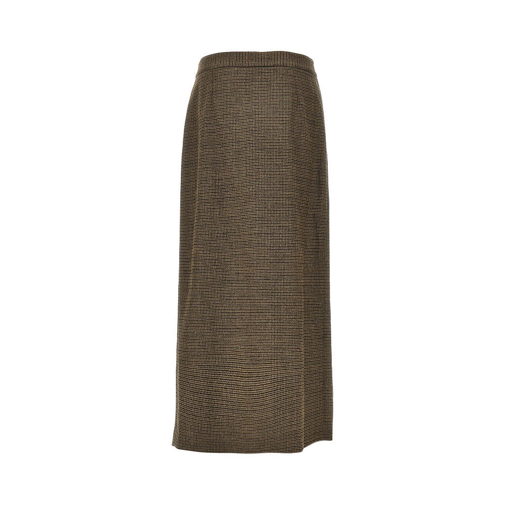 wool long skirt with houndstooth motif
