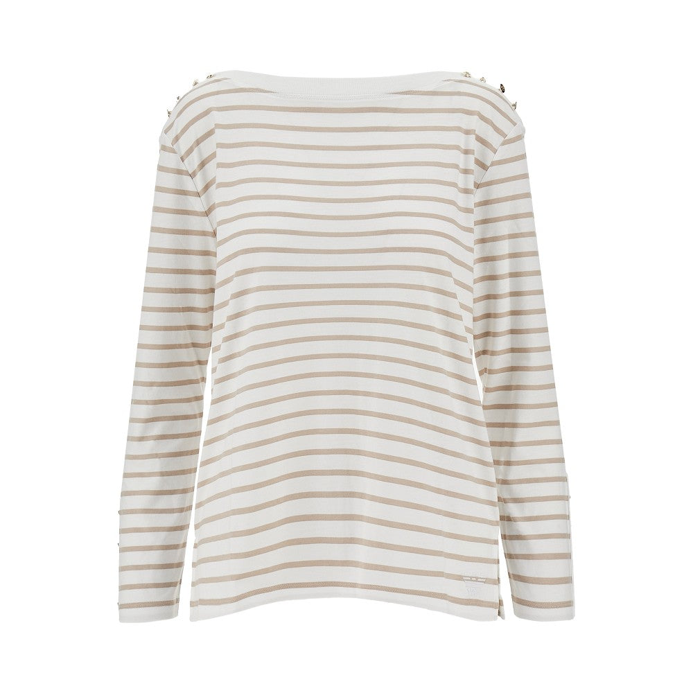 EMPORIO ARMANI L striped t-shirt with buttons