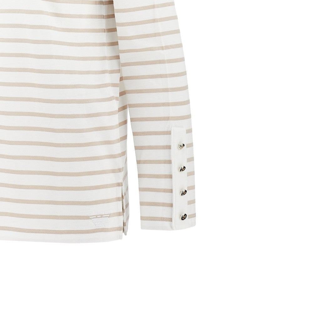striped t-shirt with buttons