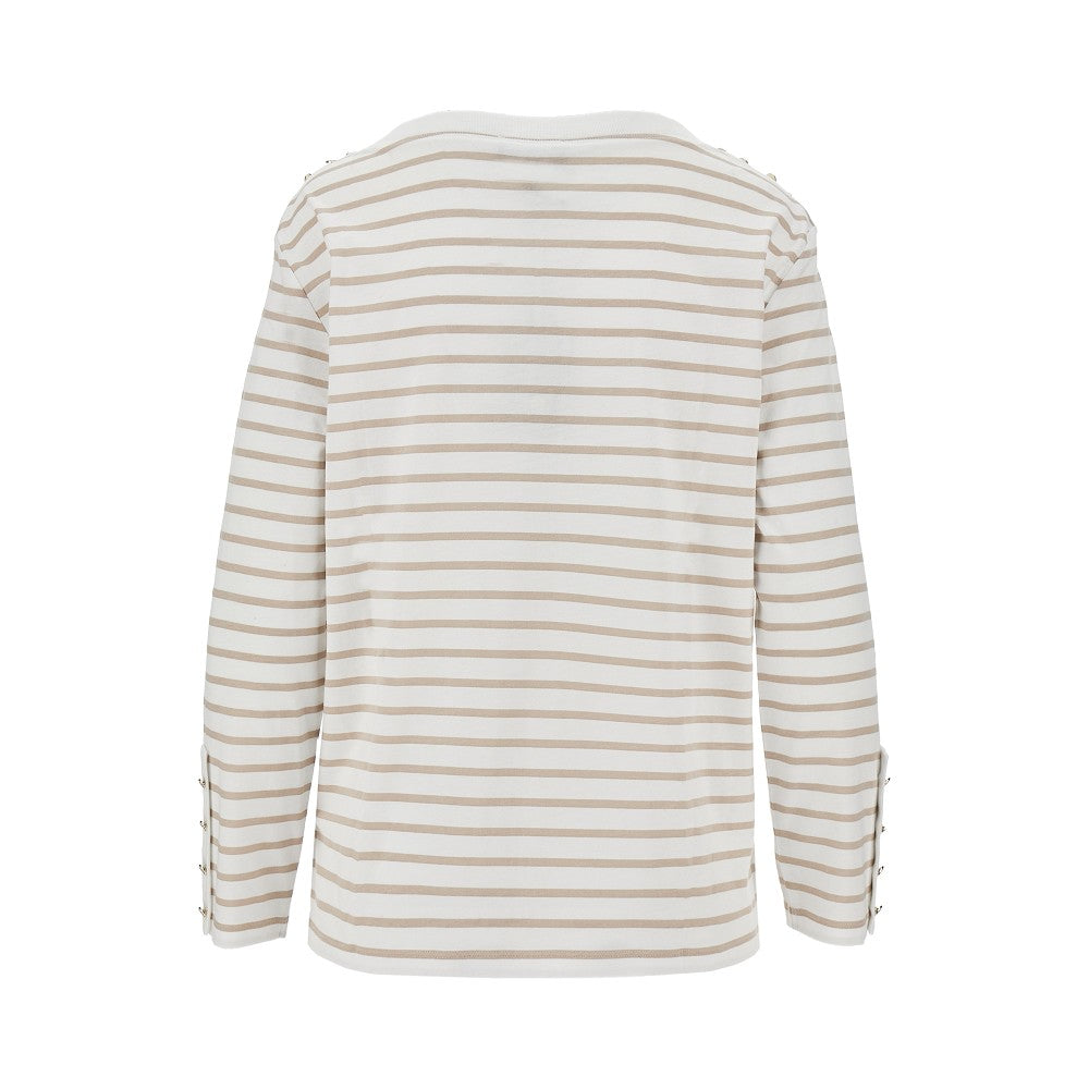 striped t-shirt with buttons