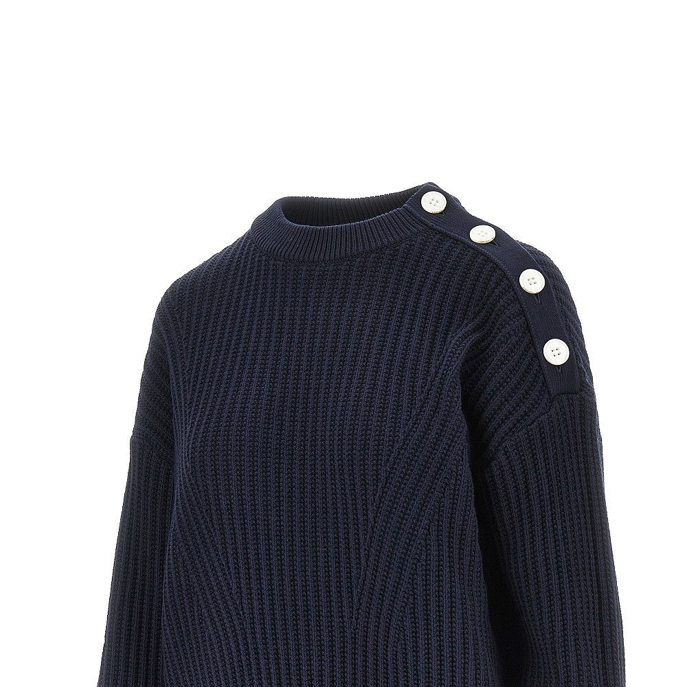 cotton sweater with shoulder buttons