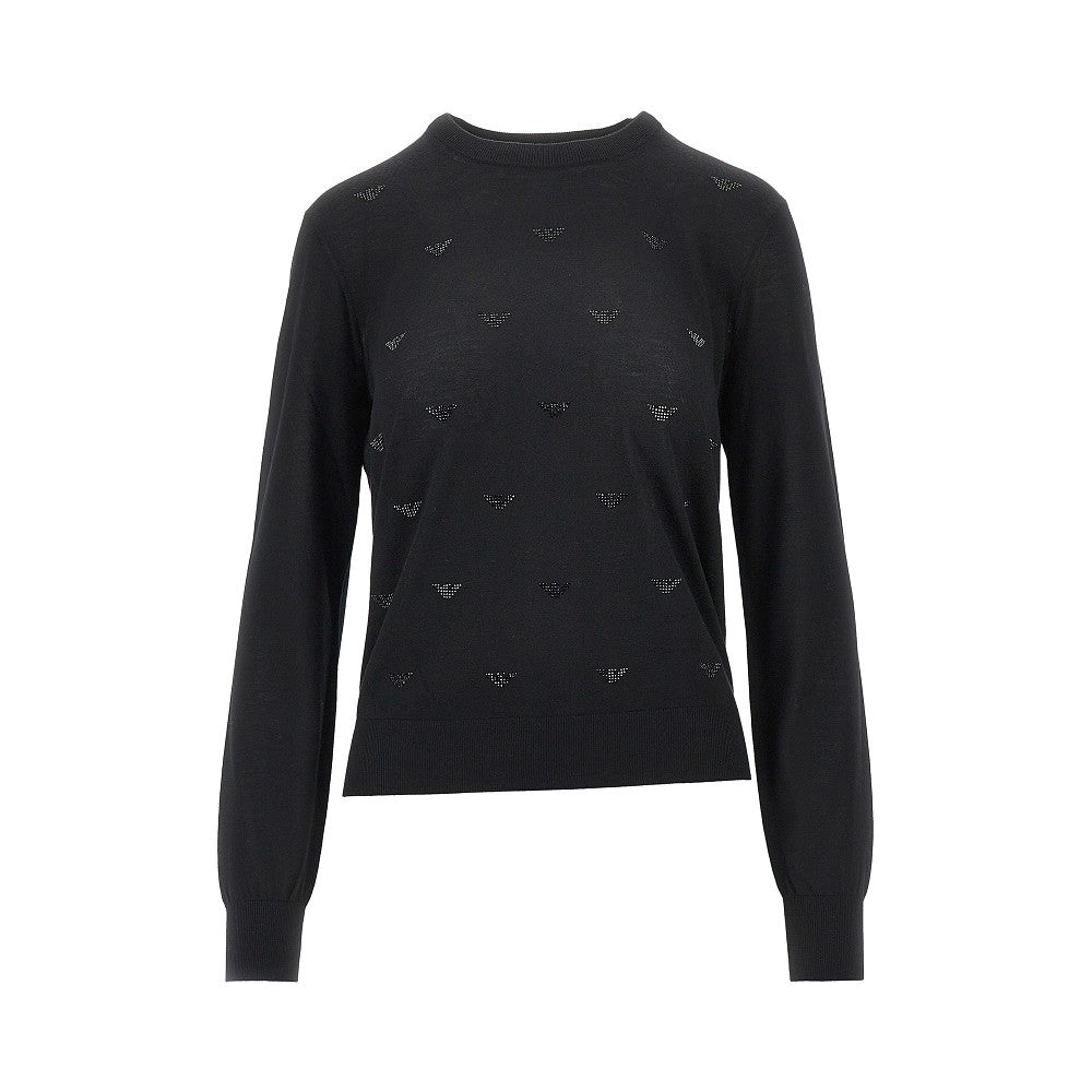 strass eagle motif wool sweater
