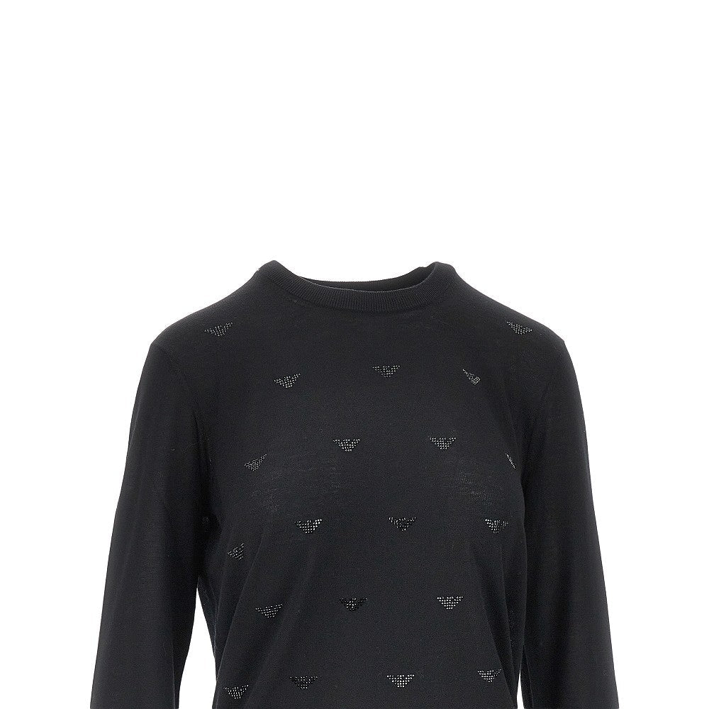 strass eagle motif wool sweater