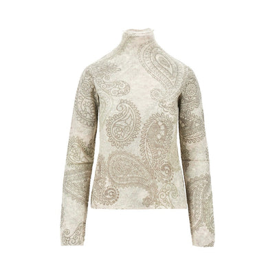 knitted sweater with paisley print