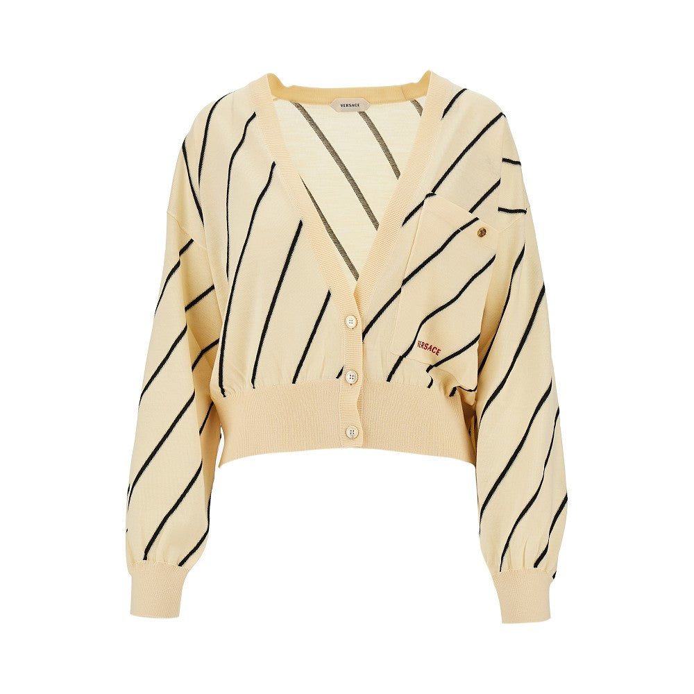 VERSACE 38 knitted cardigan with logo embroidery