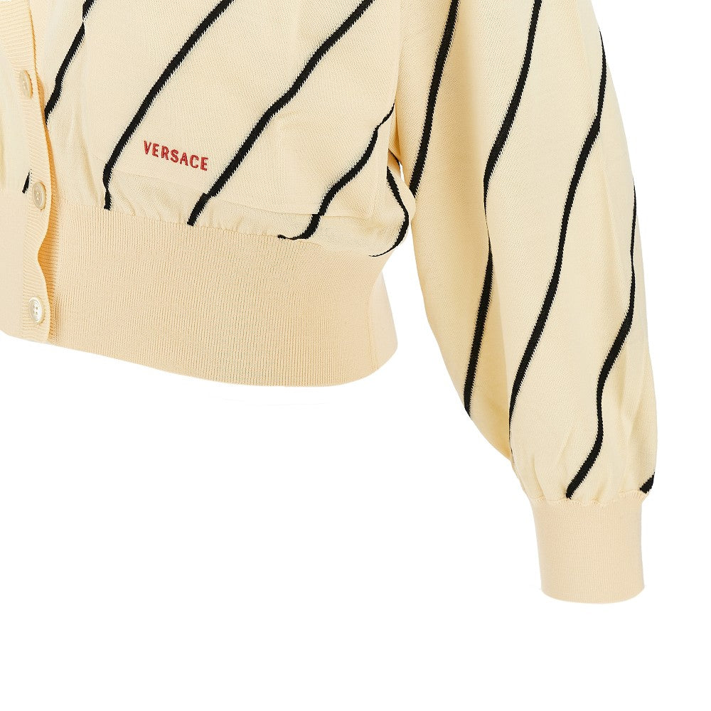 VERSACE 38 knitted cardigan with logo embroidery