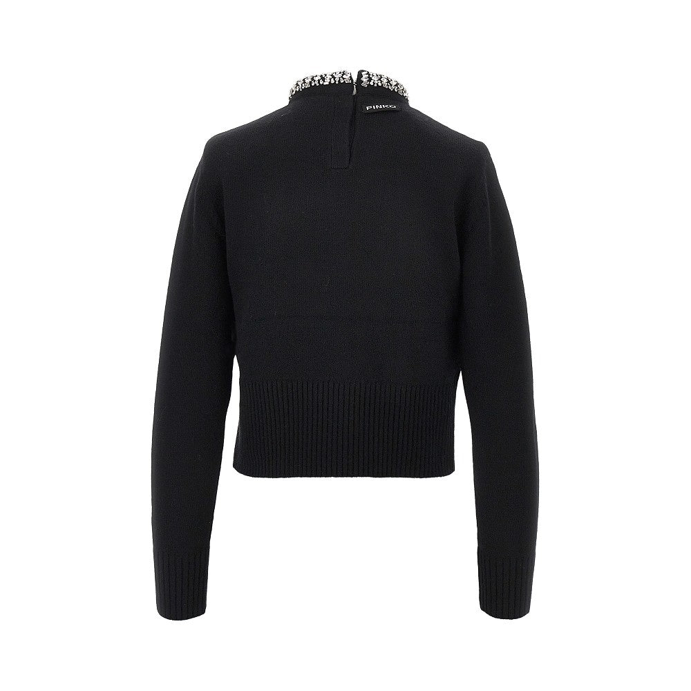 knitted crewneck sweater with crystals