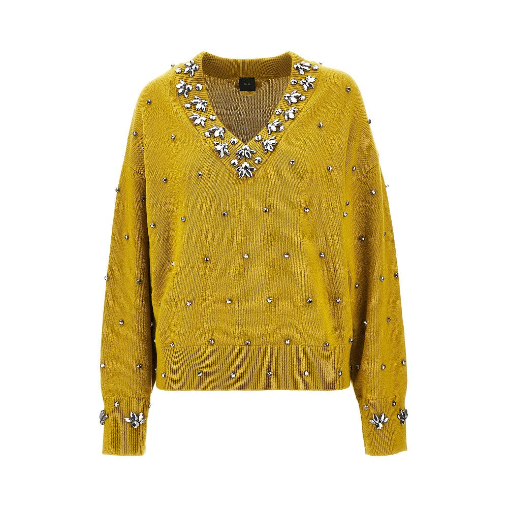 PINKO XS jewelled wool and cashmere sweater