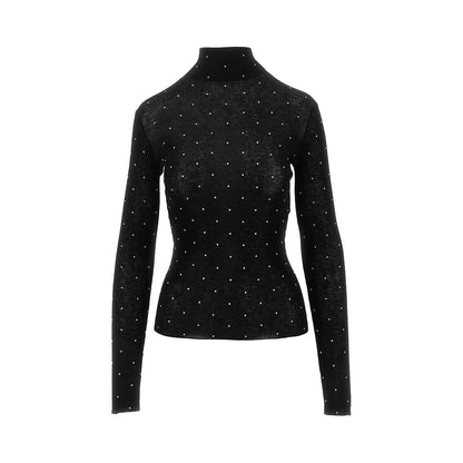 RABANNE L studded wool turtleneck top
