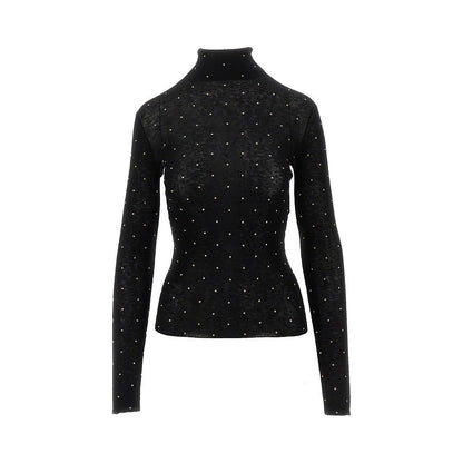 RABANNE L studded wool turtleneck top