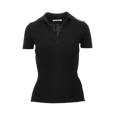 ribbed wool polo shirt