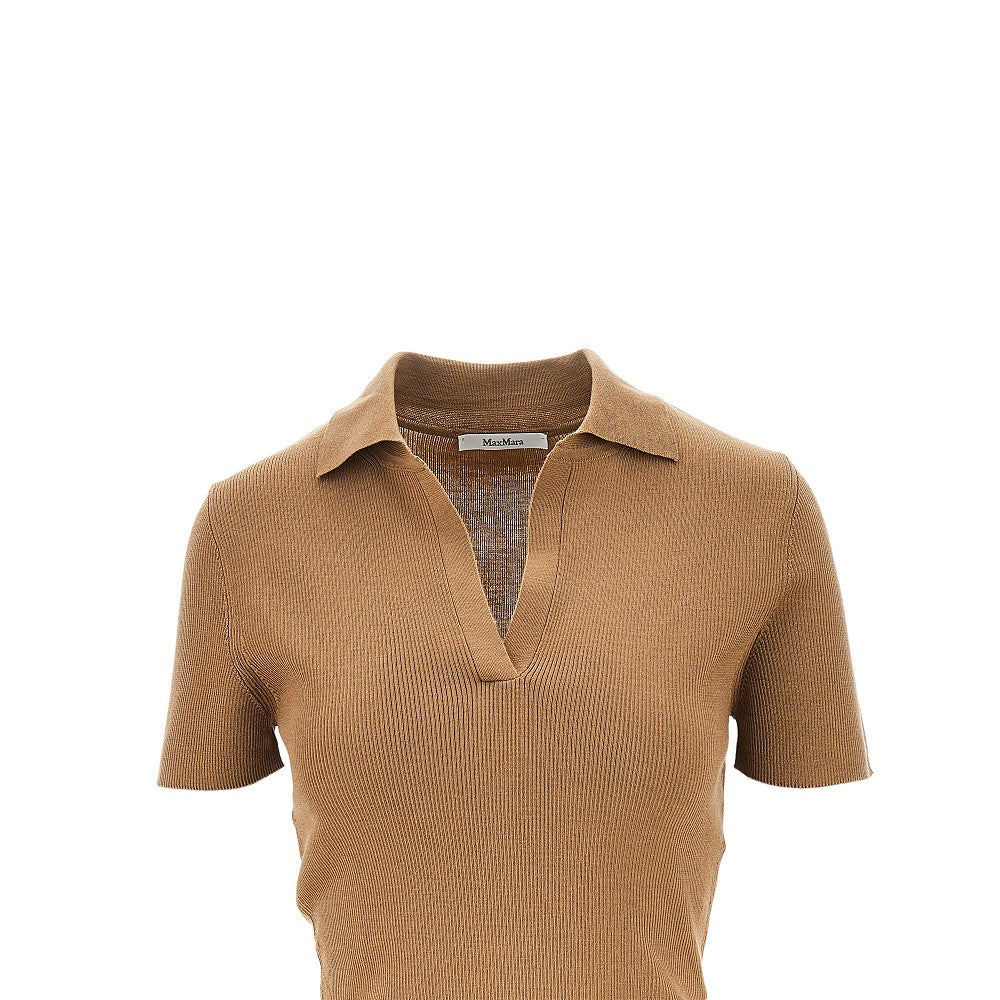 ribbed wool polo shirt