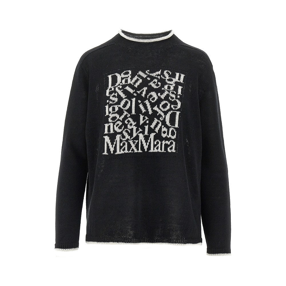 logo intarsia linen sweater