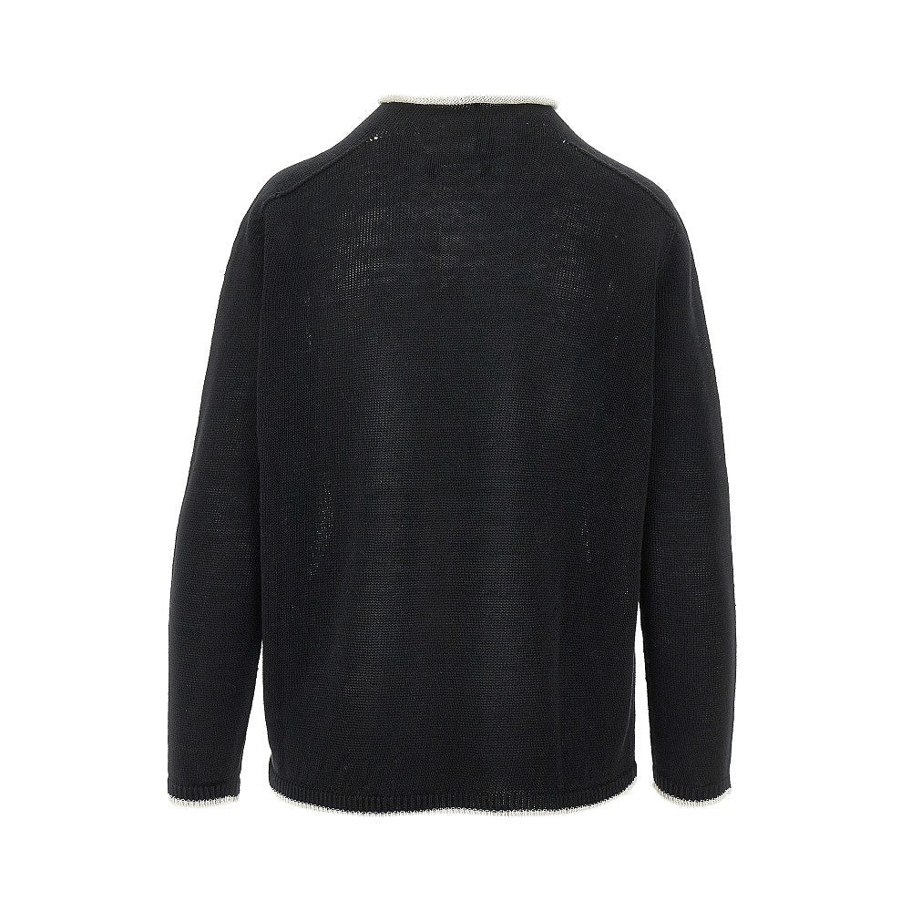 logo intarsia linen sweater