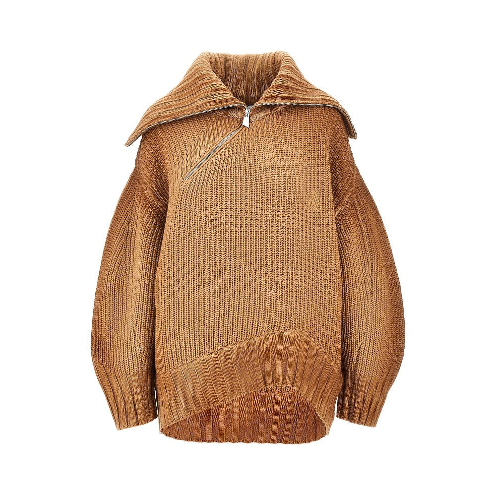 THE ATTICO 40 wool and cashmere sweater with slanted zip