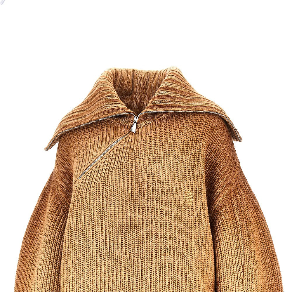 wool and cashmere sweater with slanted zip