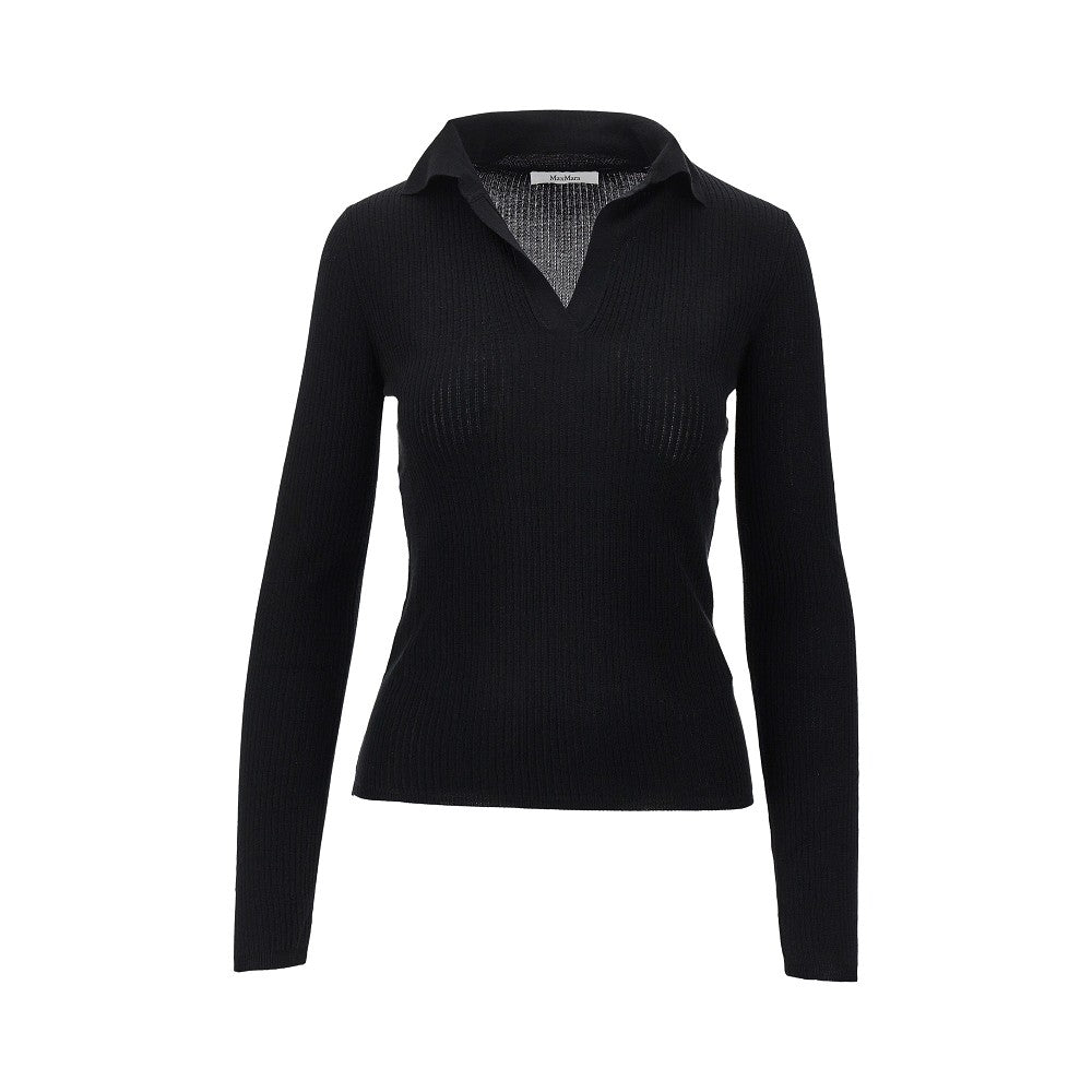 cashmere and silk-blend knitted polo shirt