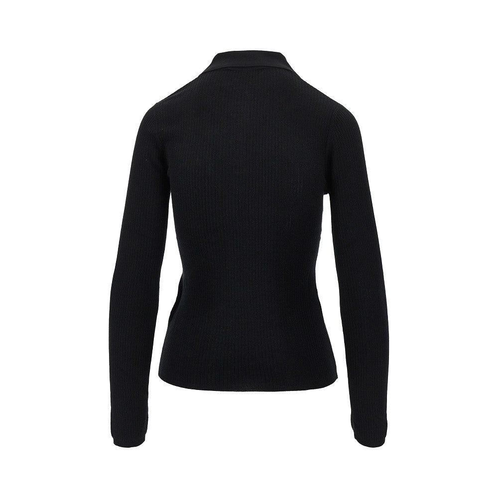 cashmere and silk-blend knitted polo shirt