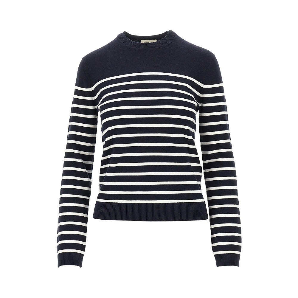 knitted sweater with striped motif