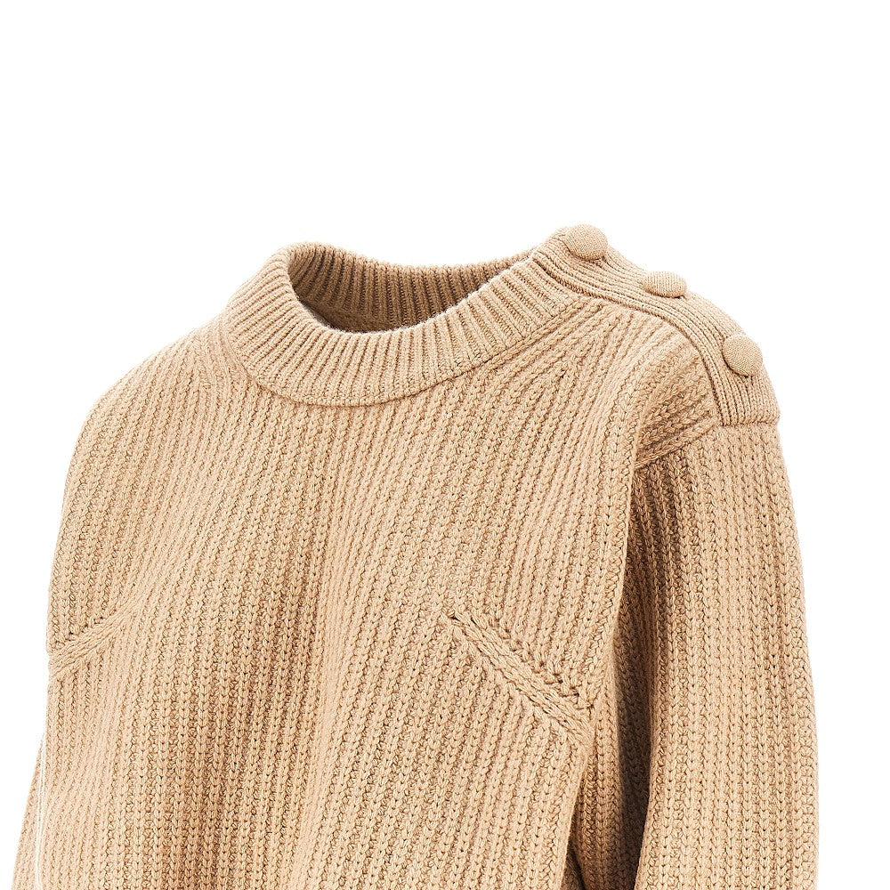 wool and cashmere cropped sweater with lace