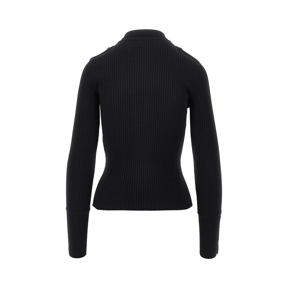 ribbed knit polo shirt