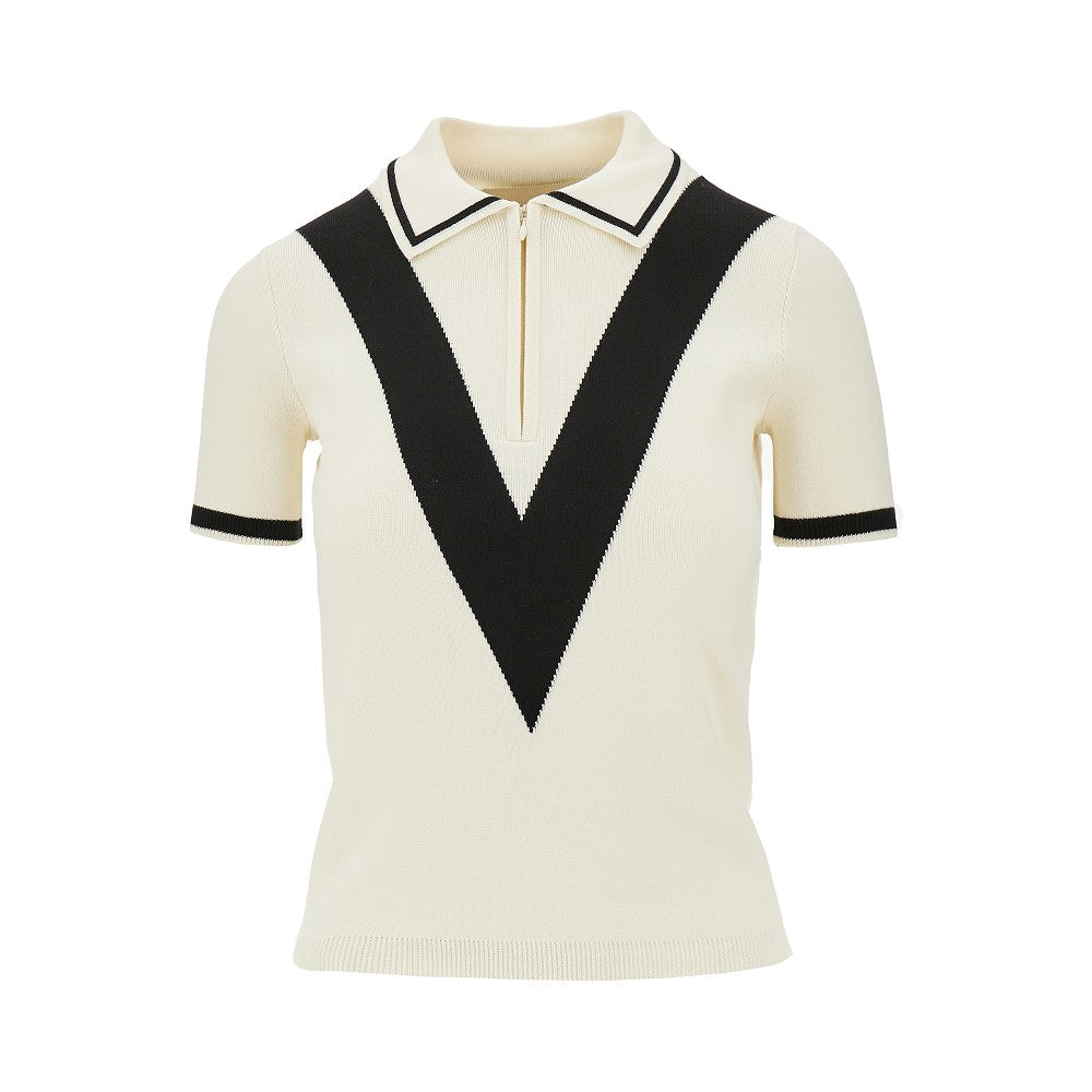 cotton polo shirt with v inlay