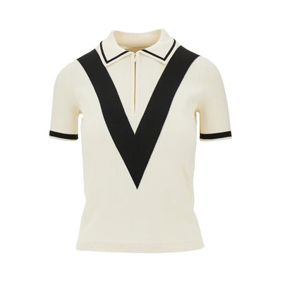 cotton polo shirt with v inlay