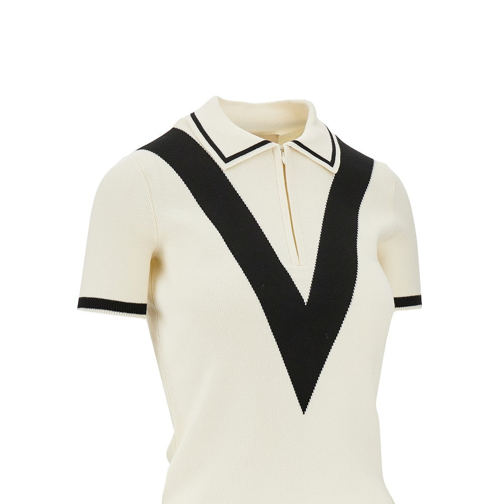 cotton polo shirt with v inlay