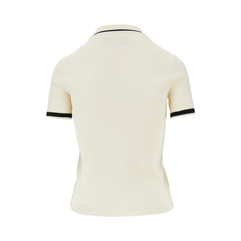 cotton polo shirt with v inlay