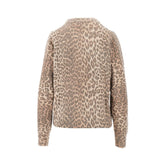 GANNI XS leopard-motif wool-blend sweater