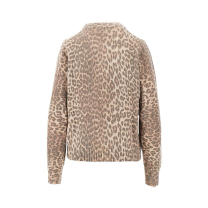 GANNI XS leopard-motif wool-blend sweater