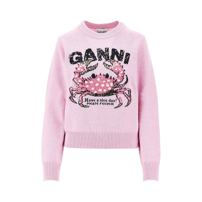 GANNI XS crab wool-blend sweater