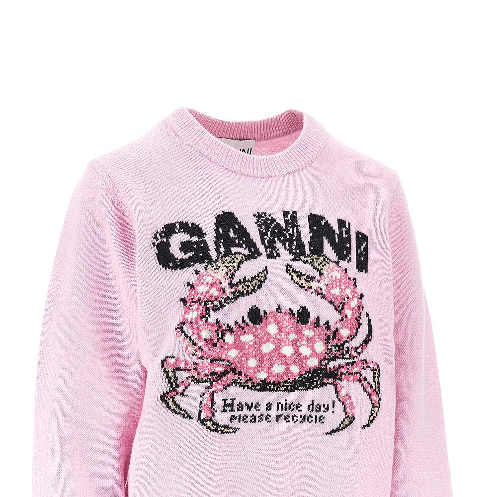 GANNI XS crab wool-blend sweater