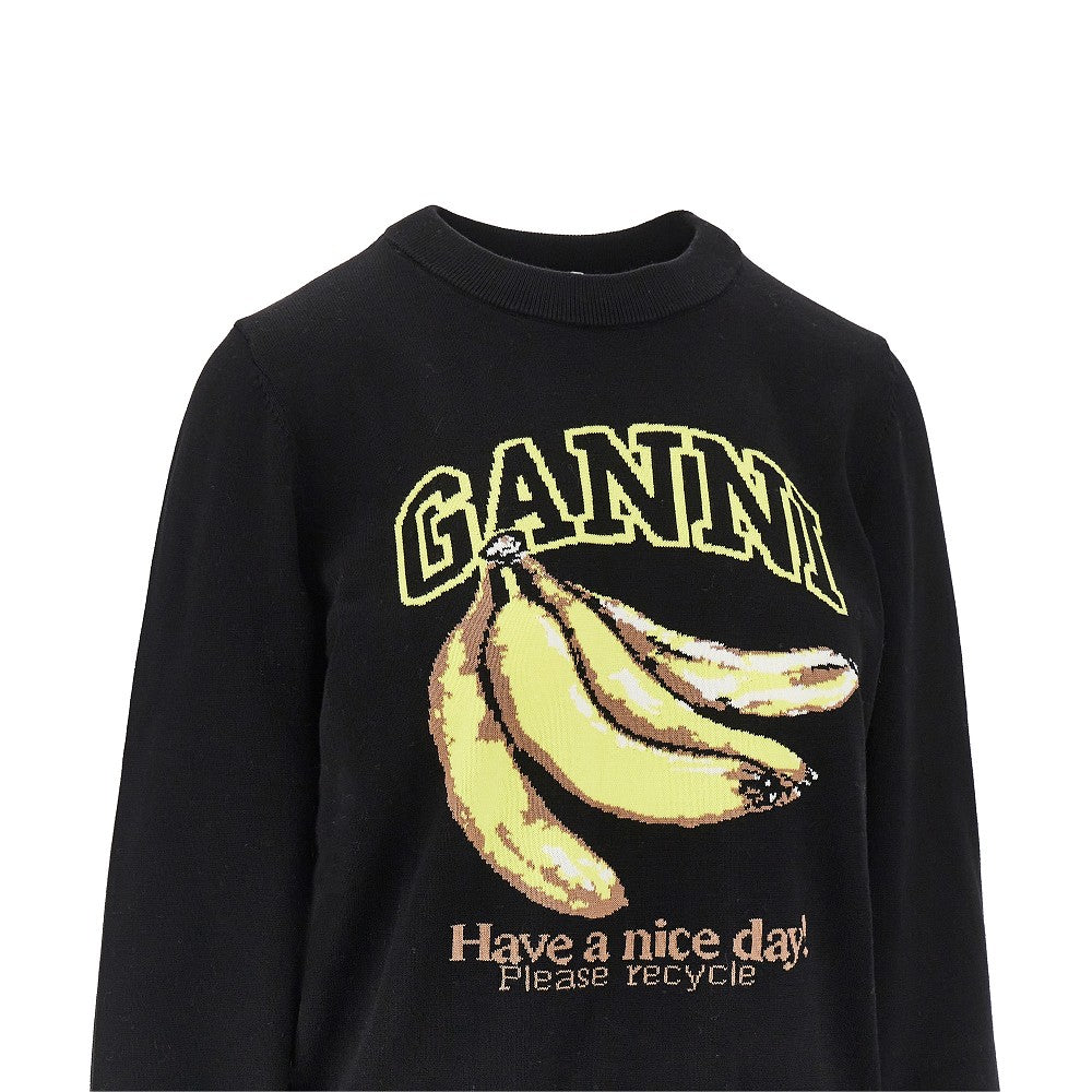 GANNI XS cotton knitting banana sweater